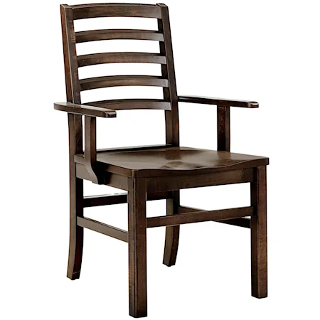 Casual Solid Wood Horizontal Slat Arm Chair